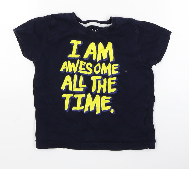 Rebel Boys Blue Basic T-Shirt Size 2-3 Years - i am awesome all the time