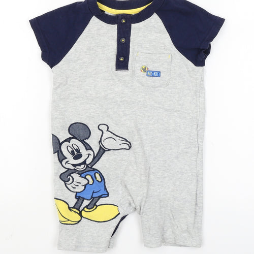 George Baby Grey   Babygrow One-Piece Size 9-12 Months  - mickey mouse