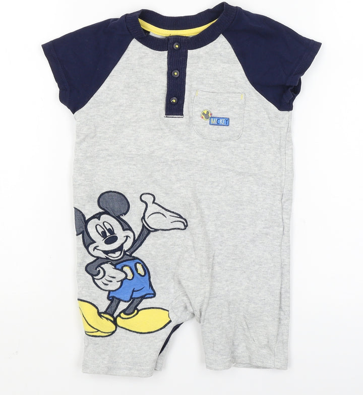 George Baby Grey   Babygrow One-Piece Size 9-12 Months  - mickey mouse