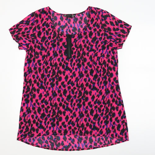 Joanna Hope Womens Pink Animal Print  Tunic T-Shirt Size 12