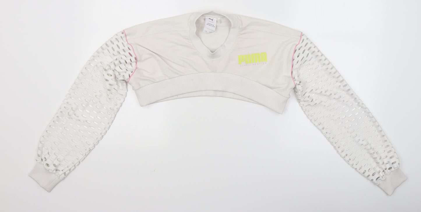 PUMA Womens White   Cropped T-Shirt Size S  - puma sophia webster