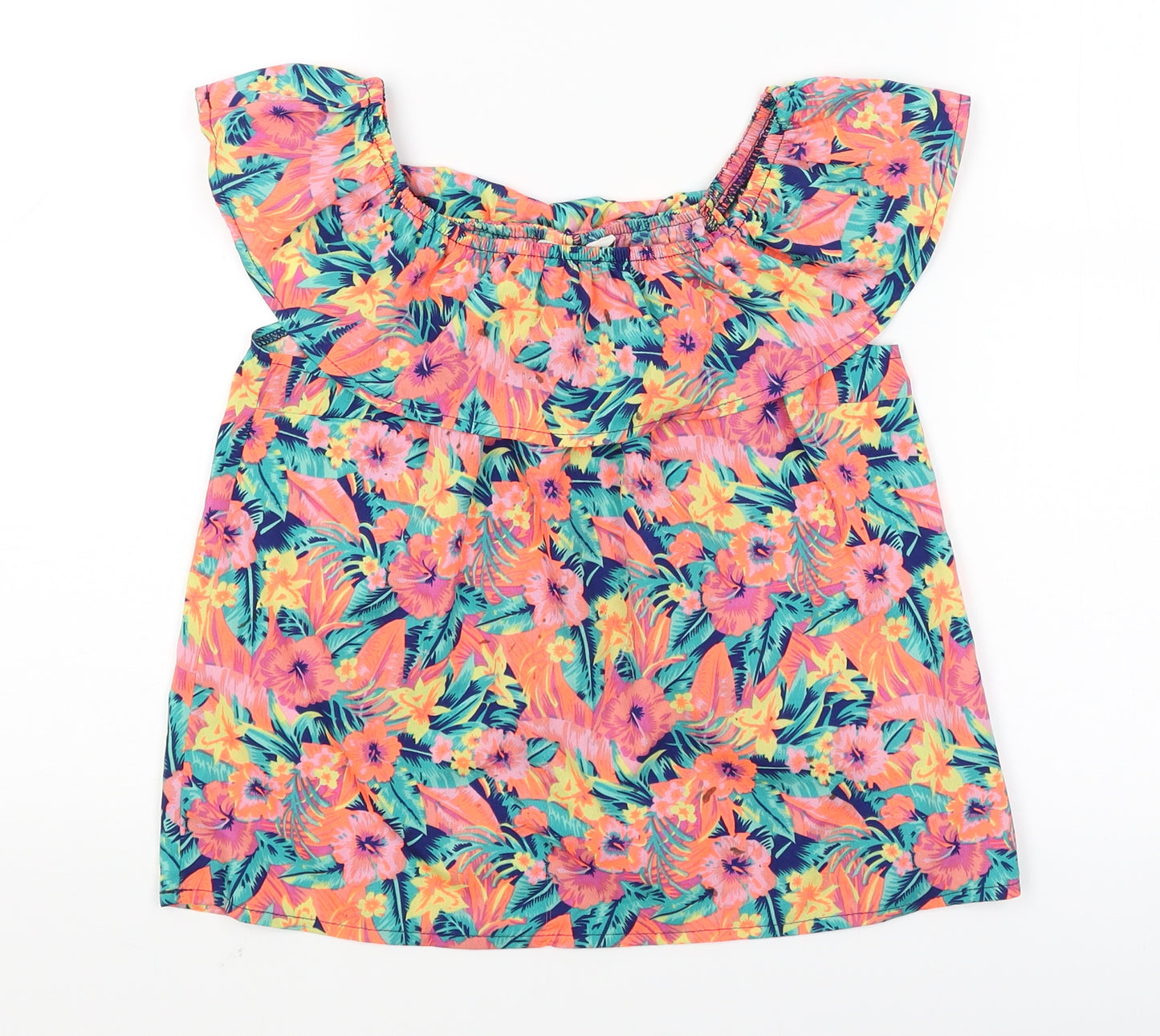 Primark Girls Orange Floral  Basic Blouse Size 11-12 Years