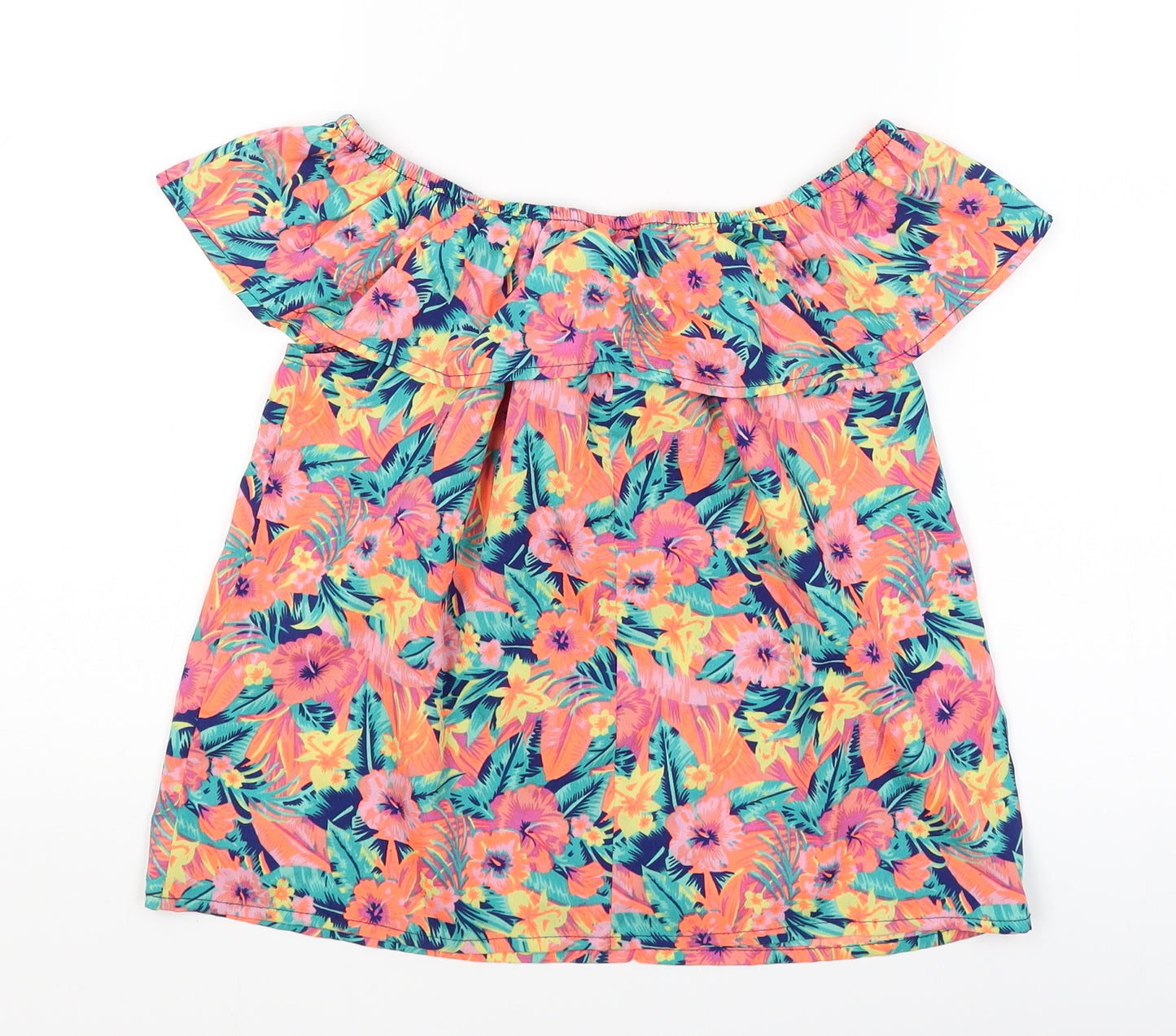 Primark Girls Orange Floral  Basic Blouse Size 11-12 Years