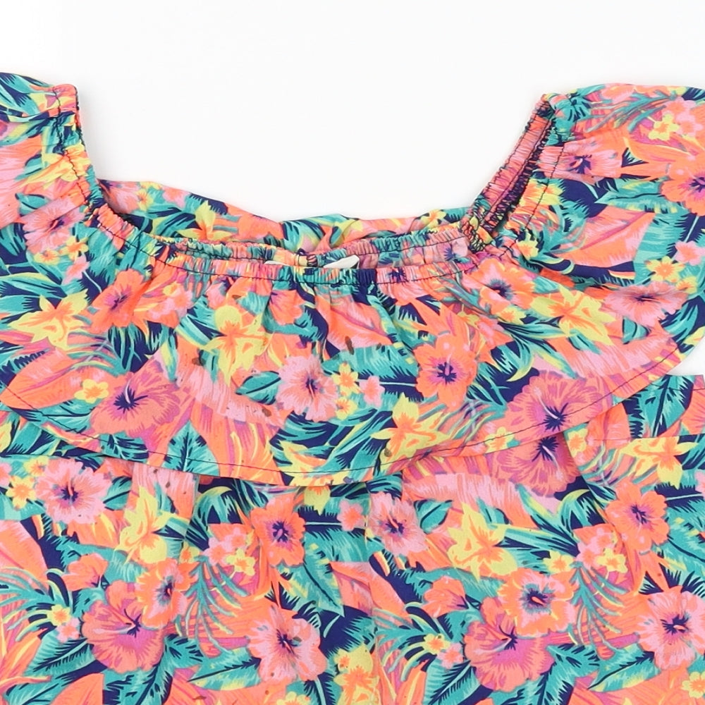 Primark Girls Orange Floral  Basic Blouse Size 11-12 Years