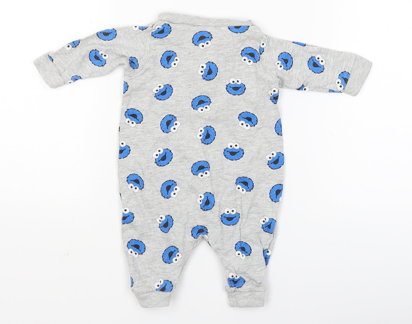 H&M Baby Grey   Babygrow One-Piece Size Newborn  - cookie monster