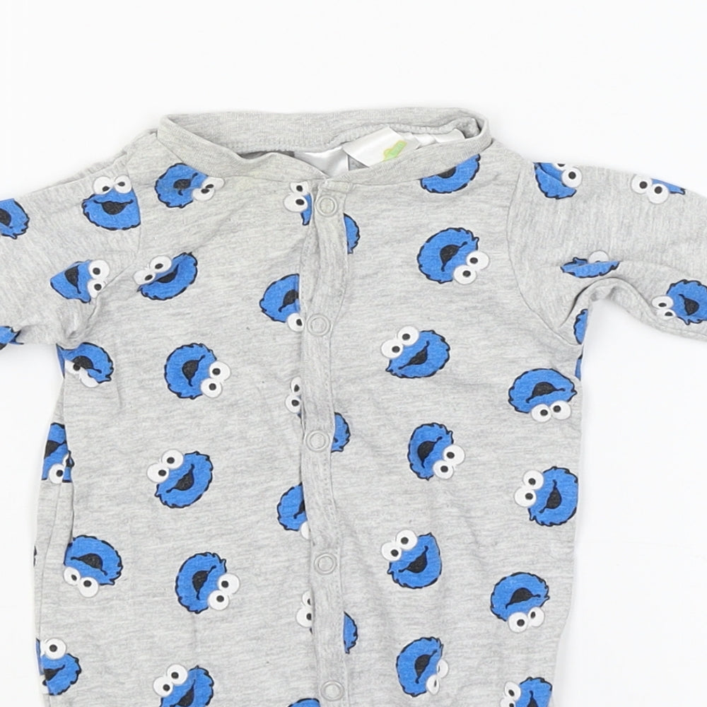 H&M Baby Grey   Babygrow One-Piece Size Newborn  - cookie monster