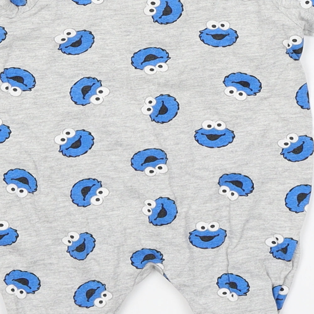 H&M Baby Grey   Babygrow One-Piece Size Newborn  - cookie monster