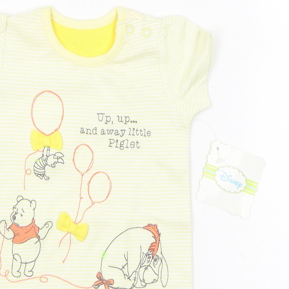 Disney Baby Yellow Striped  Babygrow One-Piece Size 3-6 Months  - winnie the pooh