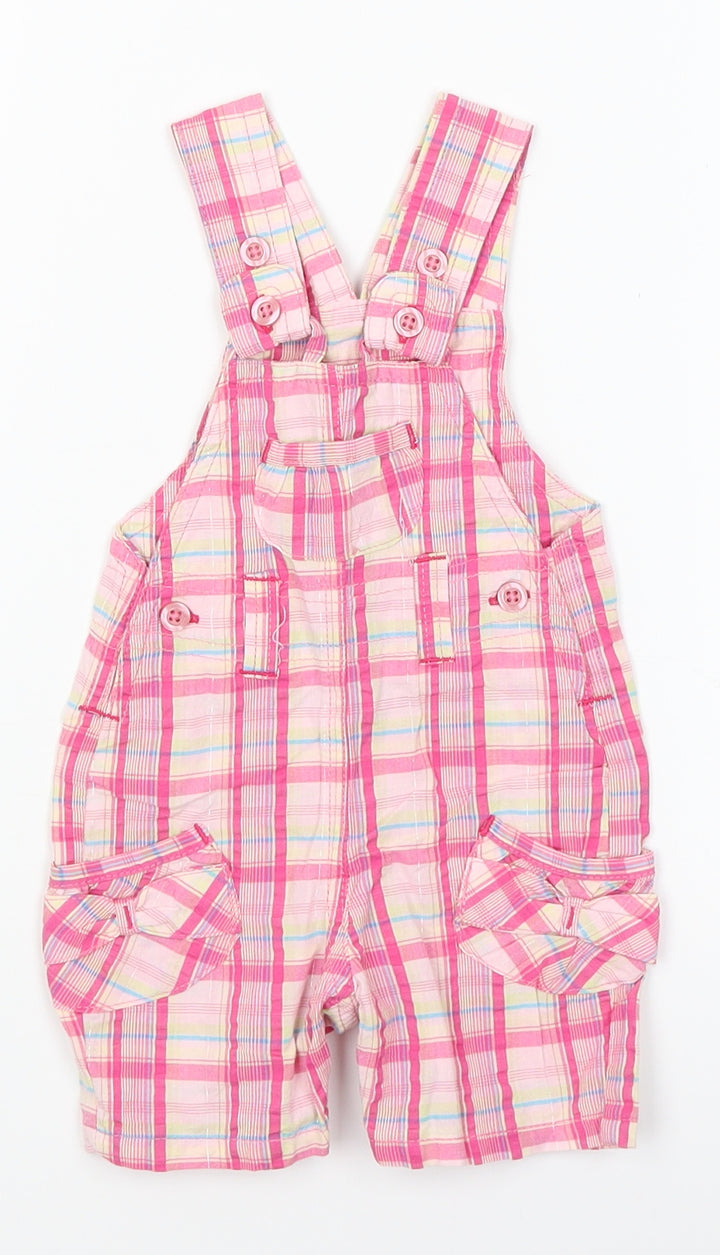 Marks and Spencer Baby Pink Plaid Dungaree One-Piece Size 0-3 Months
