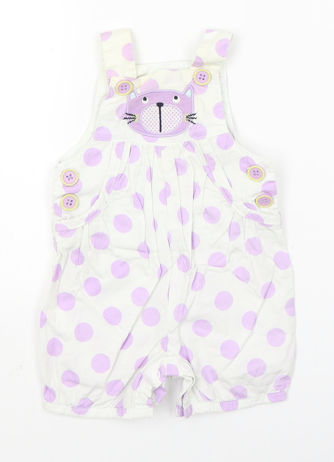 George Baby White Polka Dot  Dungaree One-Piece Size 0-3 Months  - cat