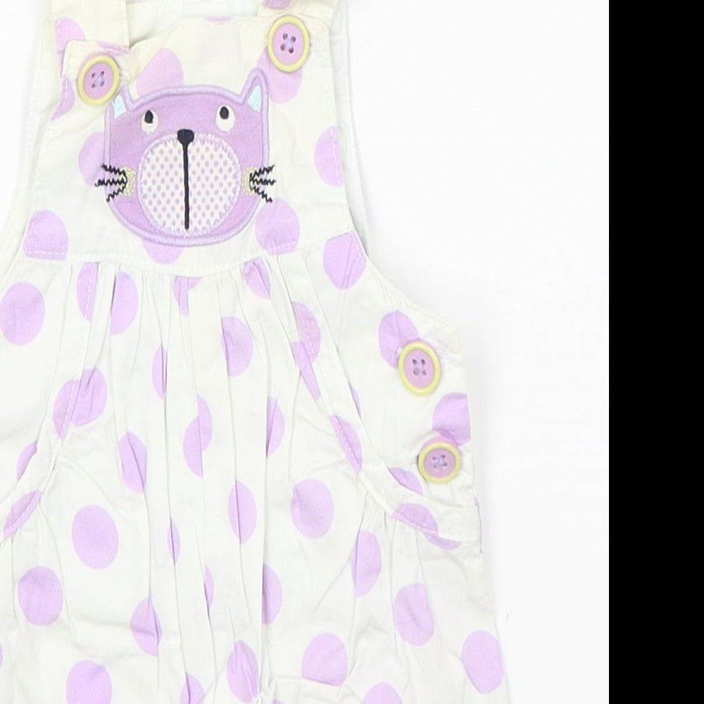 George Baby White Polka Dot  Dungaree One-Piece Size 0-3 Months  - cat