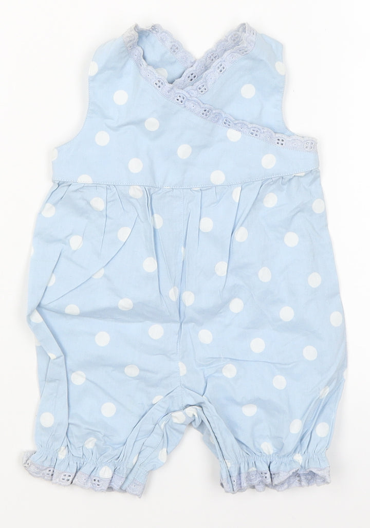 Tiny Ted Baby Blue Polka Dot Dungaree One-Piece Size 0-3 Months