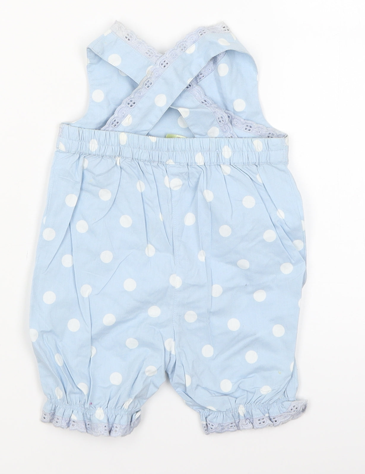 Tiny Ted Baby Blue Polka Dot  Dungaree One-Piece Size 0-3 Months