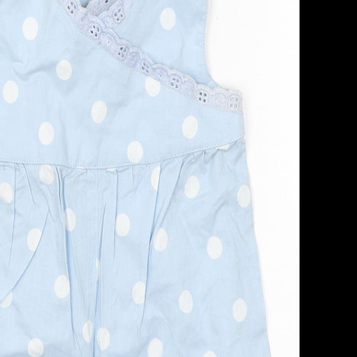 Tiny Ted Baby Blue Polka Dot  Dungaree One-Piece Size 0-3 Months