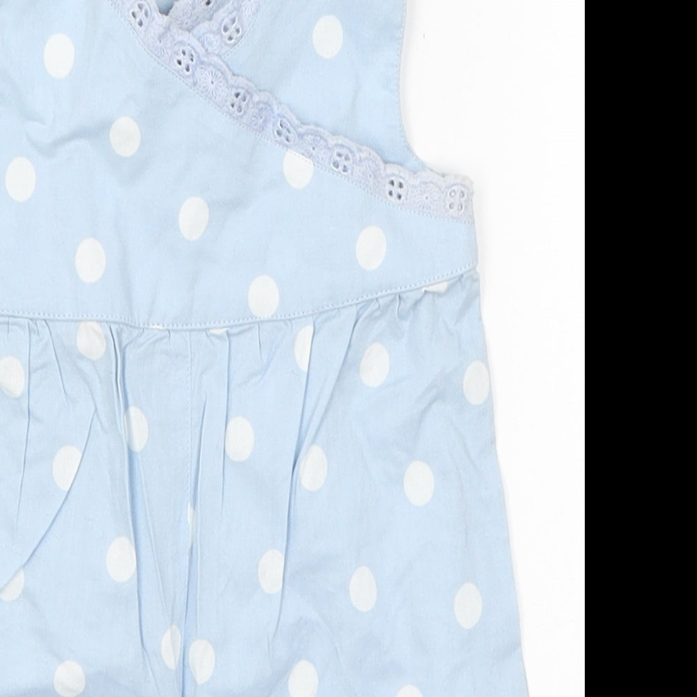 Tiny Ted Baby Blue Polka Dot  Dungaree One-Piece Size 0-3 Months