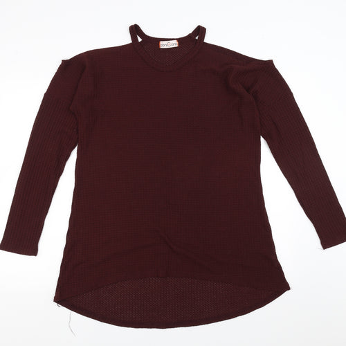 bonicaro Womens Purple   Pullover Jumper Size L  - cold Shoulder