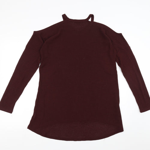 bonicaro Womens Purple   Pullover Jumper Size L  - cold Shoulder