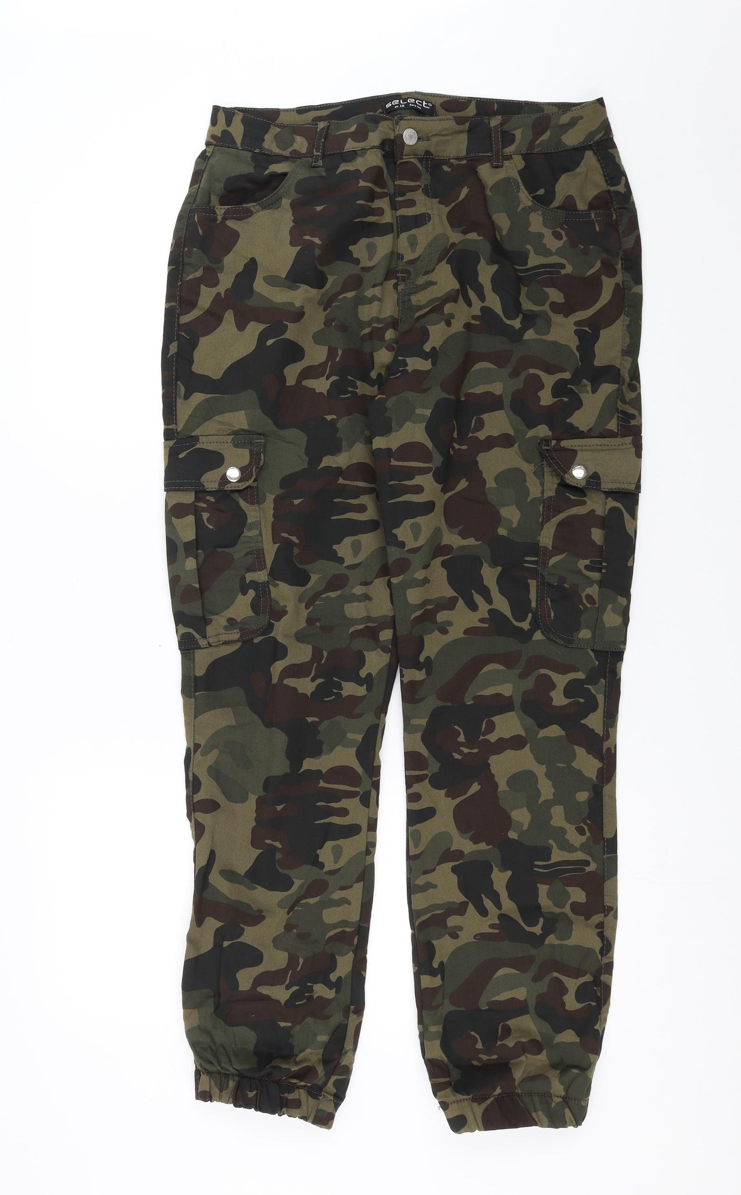 Select Womens Green Camouflage  Cargo Trousers Size 16 L29 in