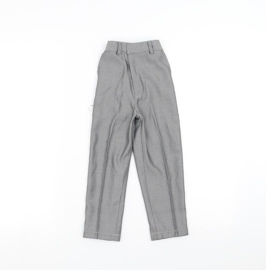 Front view of Preworn boys’ grey geometric trousers, size 4, years