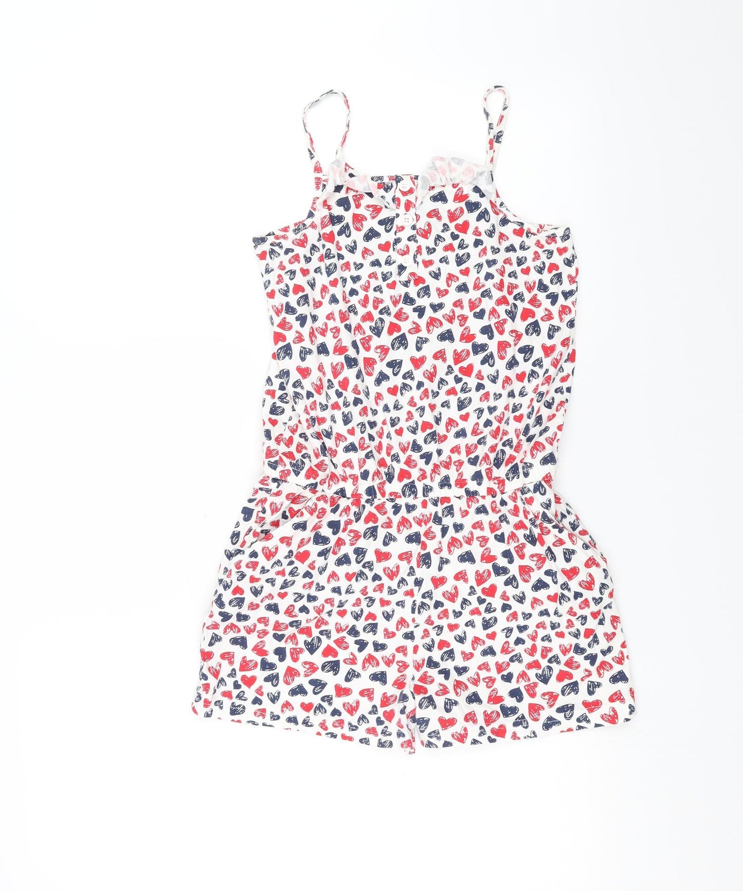 George Girls White   Playsuit One-Piece Size 10-11 Years  - heart pattern