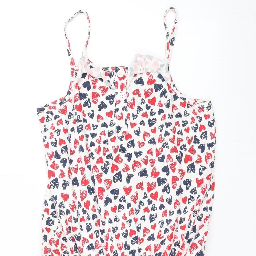 George Girls White   Playsuit One-Piece Size 10-11 Years  - heart pattern