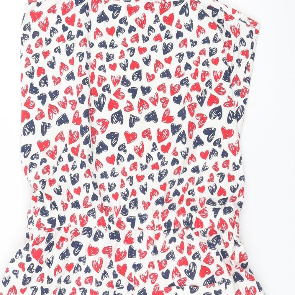 George Girls White   Playsuit One-Piece Size 10-11 Years  - heart pattern