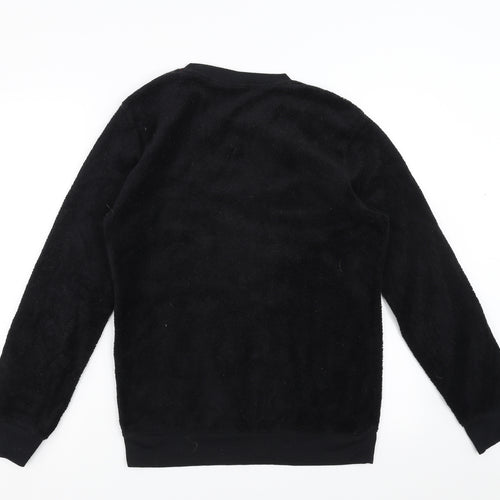 Primark Mens Black Solid Fleece  Pyjama Top Size S  - super mario