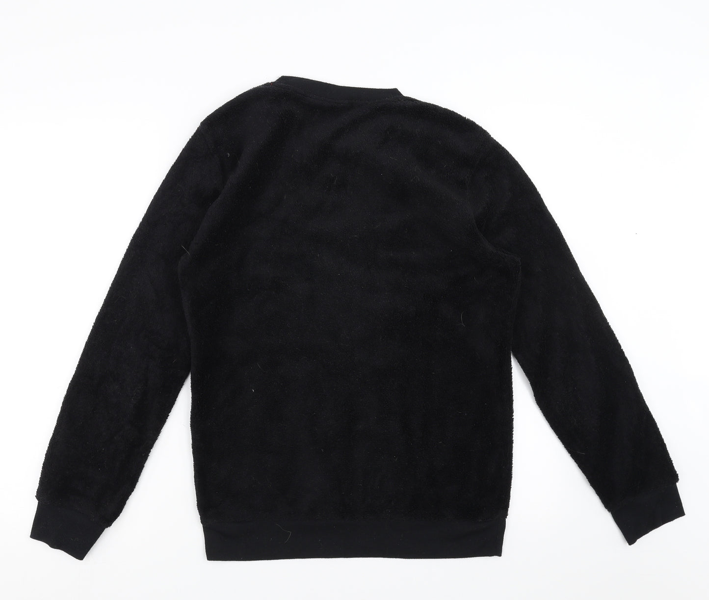 Primark Mens Black Solid Fleece  Pyjama Top Size S  - super mario