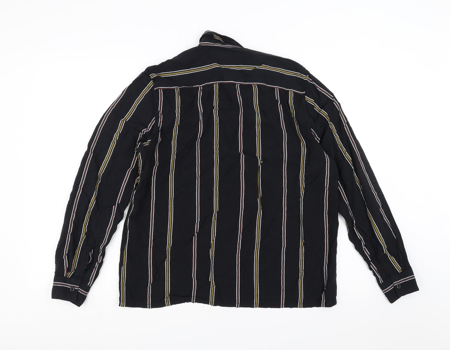 New Look Mens Black Striped   Button-Up Size M