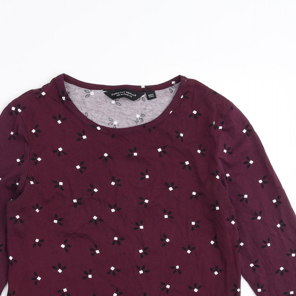 Dorothy Perkins Womens Purple Geometric  Basic T-Shirt Size 10