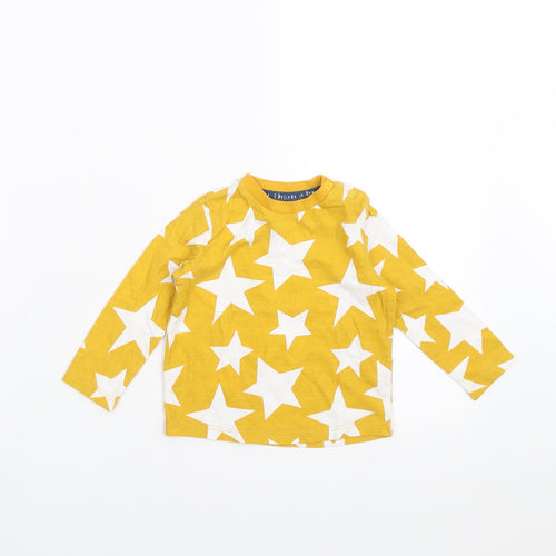 F&F Boys Yellow Geometric  Basic T-Shirt Size 6-9 Months  - Star pattern