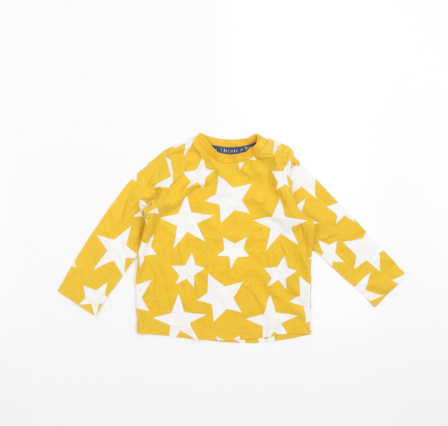 F&F Boys Yellow Geometric  Basic T-Shirt Size 6-9 Months  - Star pattern