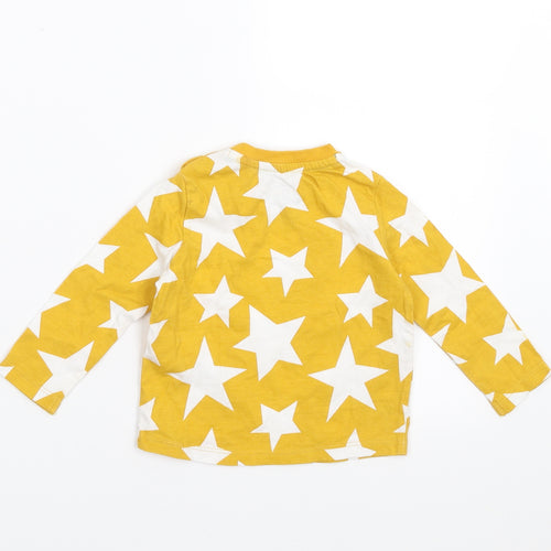 F&F Boys Yellow Geometric  Basic T-Shirt Size 6-9 Months  - Star pattern