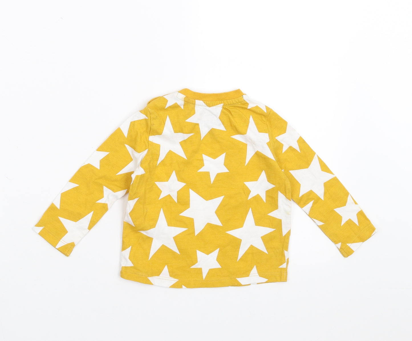 F&F Boys Yellow Geometric  Basic T-Shirt Size 6-9 Months  - Star pattern