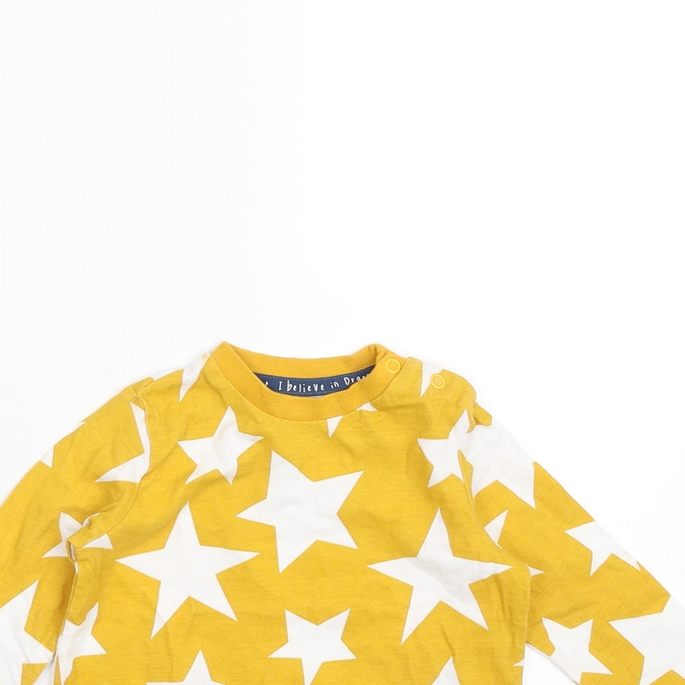 F&F Boys Yellow Geometric  Basic T-Shirt Size 6-9 Months  - Star pattern