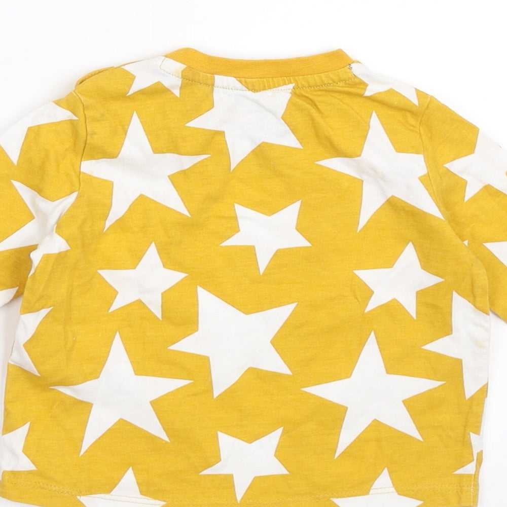 F&F Boys Yellow Geometric  Basic T-Shirt Size 6-9 Months  - Star pattern