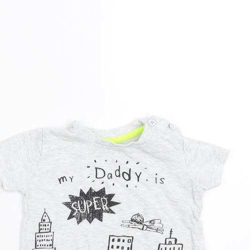 F&F Boys Grey   Basic T-Shirt Size 3-6 Months  - my daddy is super