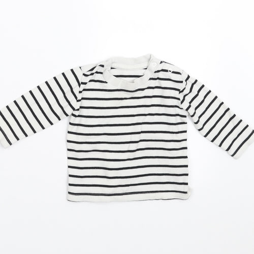 George Girls White Striped  Basic T-Shirt Size 3-6 Months