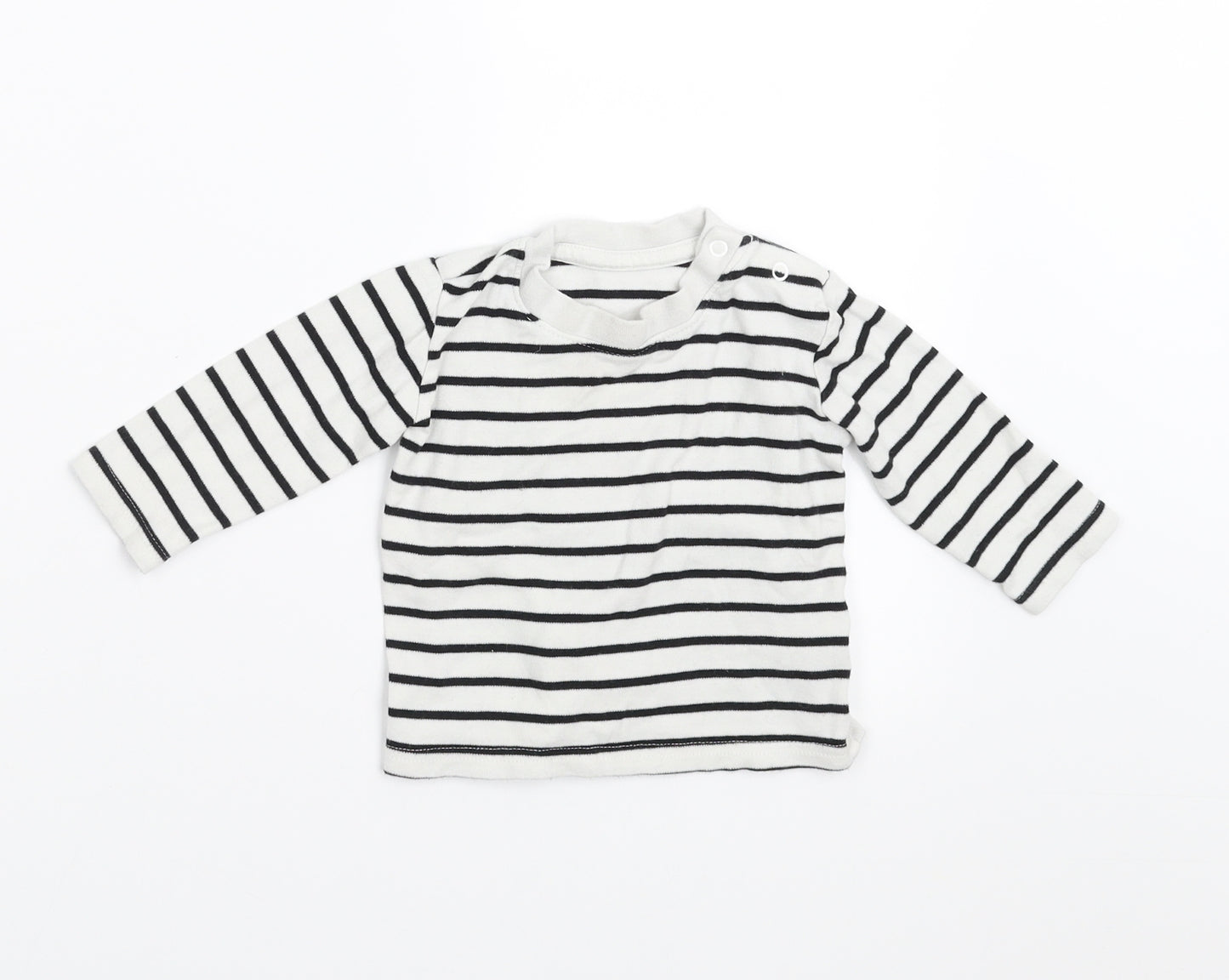 George Girls White Striped  Basic T-Shirt Size 3-6 Months