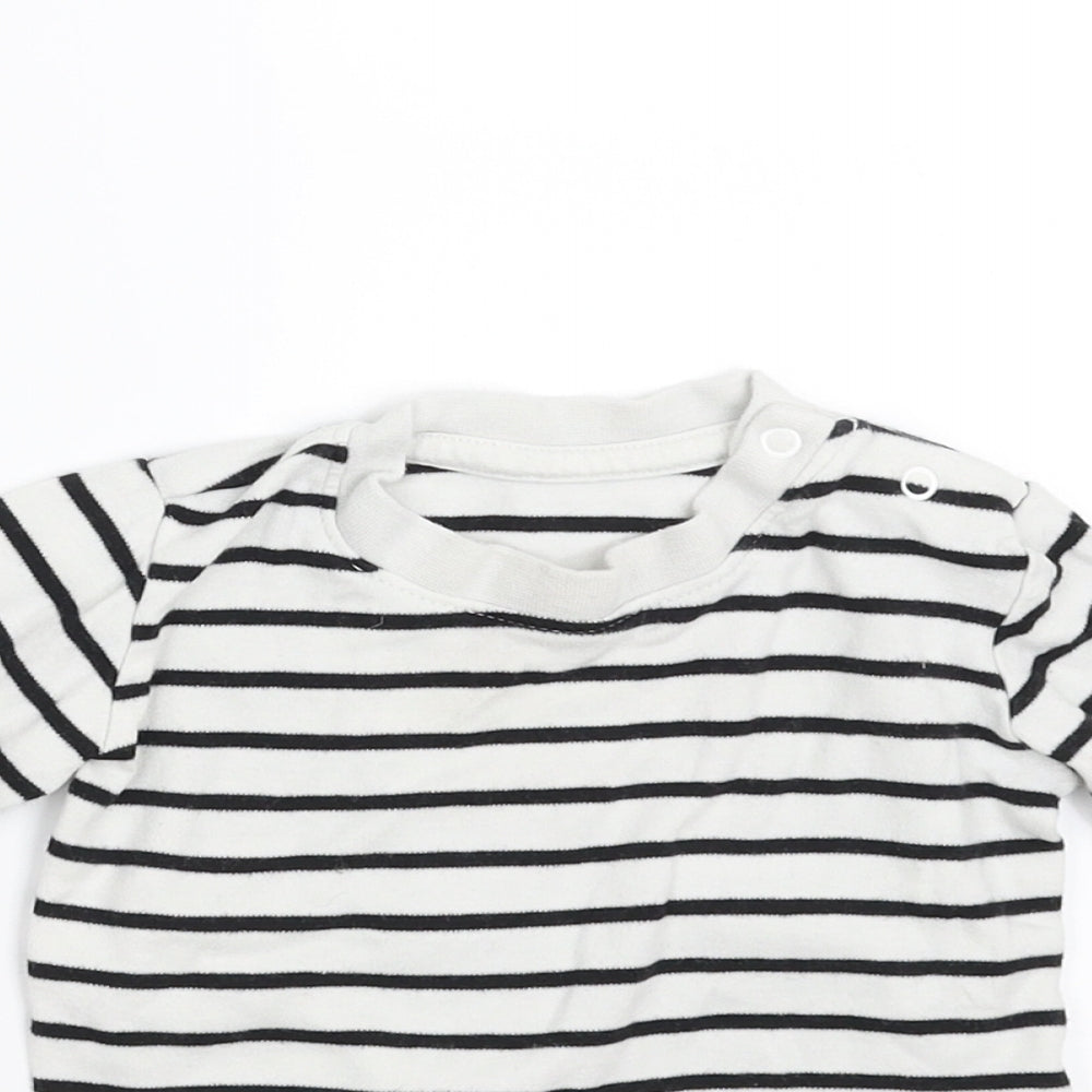 George Girls White Striped  Basic T-Shirt Size 3-6 Months