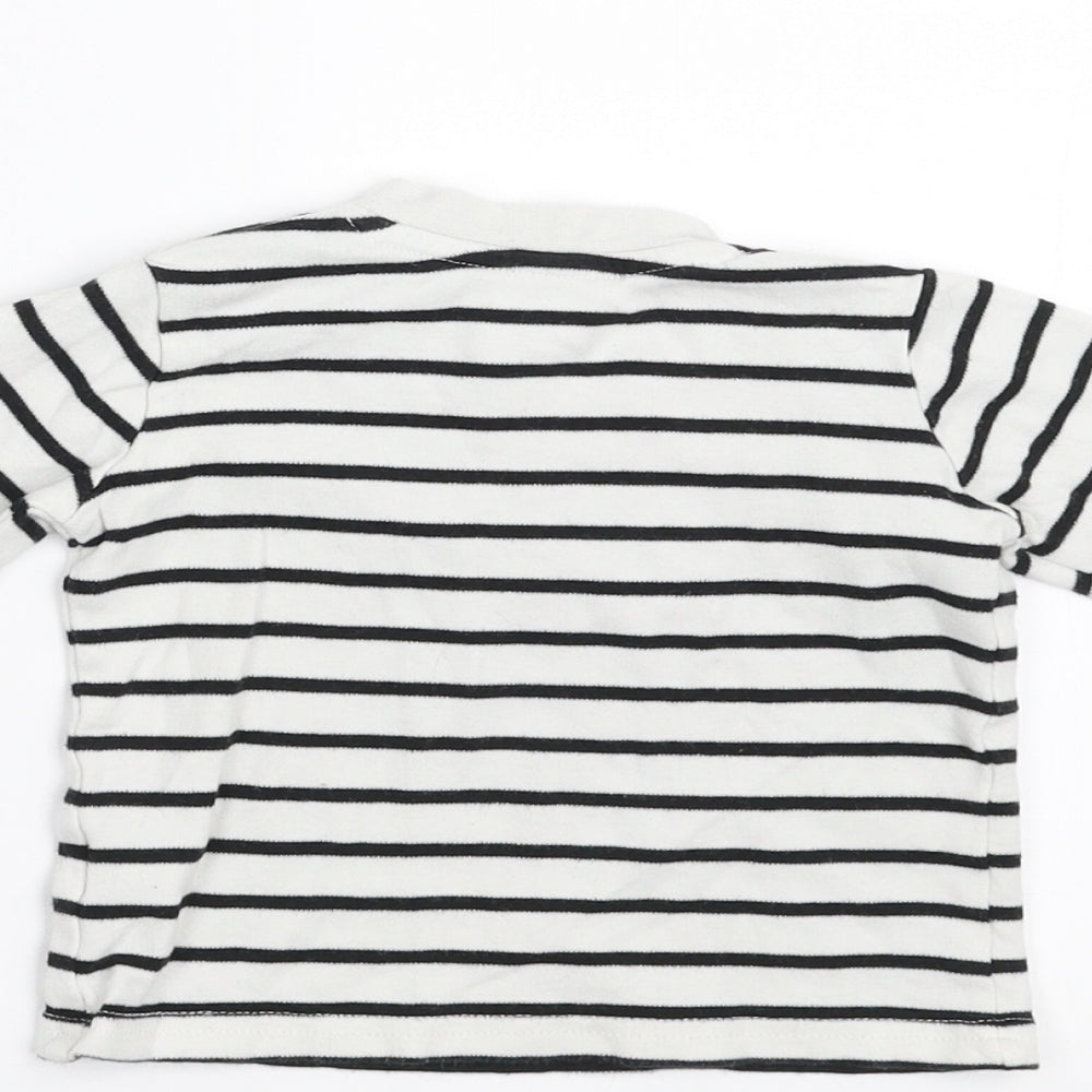 George Girls White Striped  Basic T-Shirt Size 3-6 Months