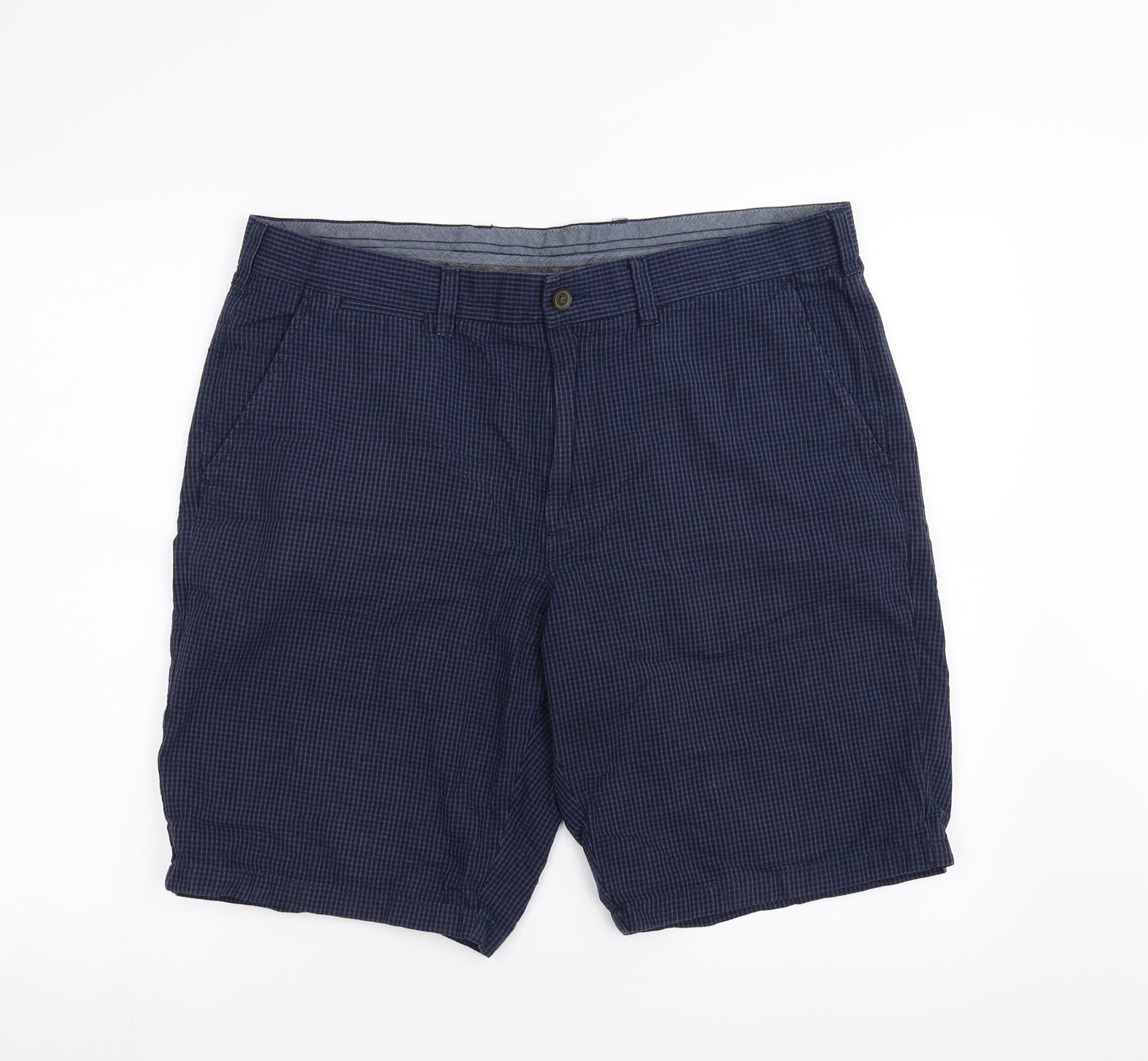 Marks and Spencer Mens Blue Check  Bermuda Shorts Size 36 in