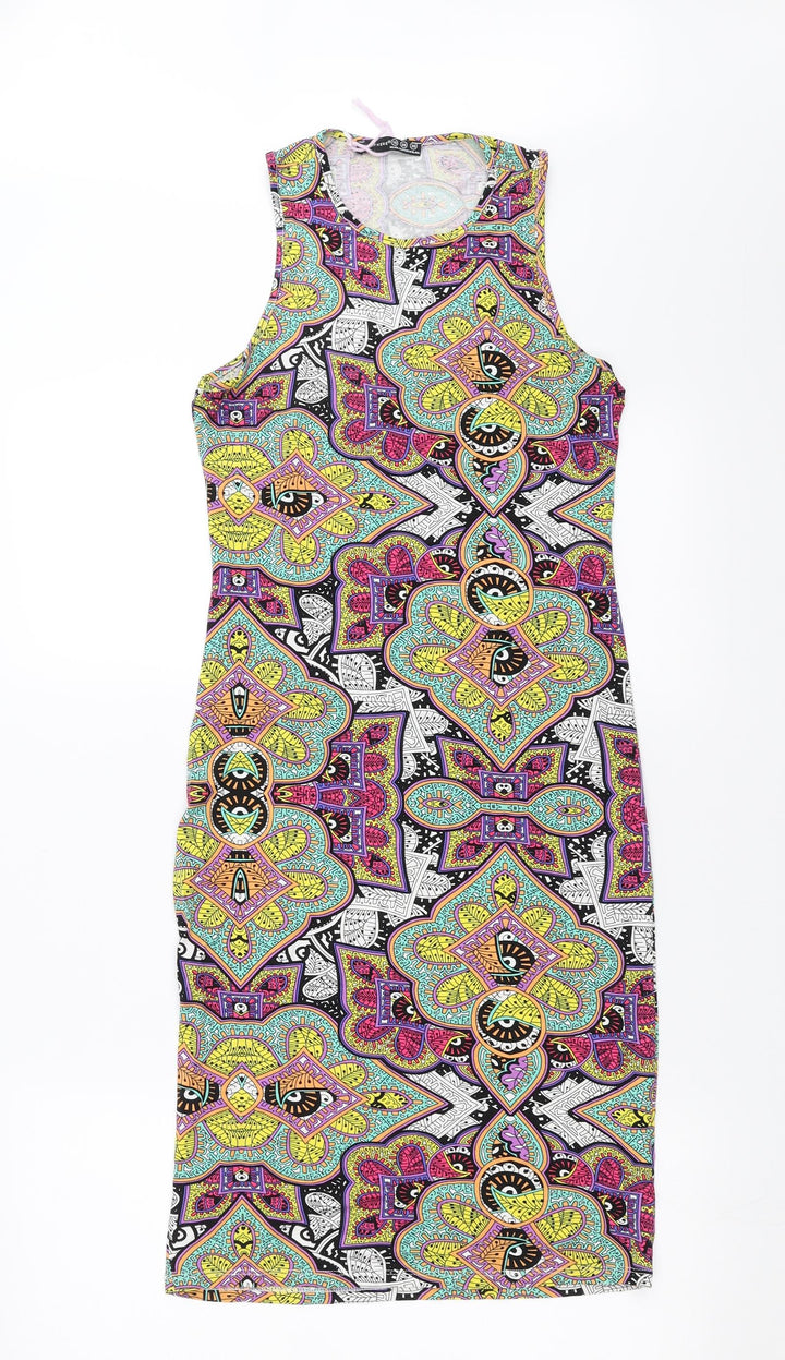 Primark Womens Multicoloured Geometric Bodycon Size 10