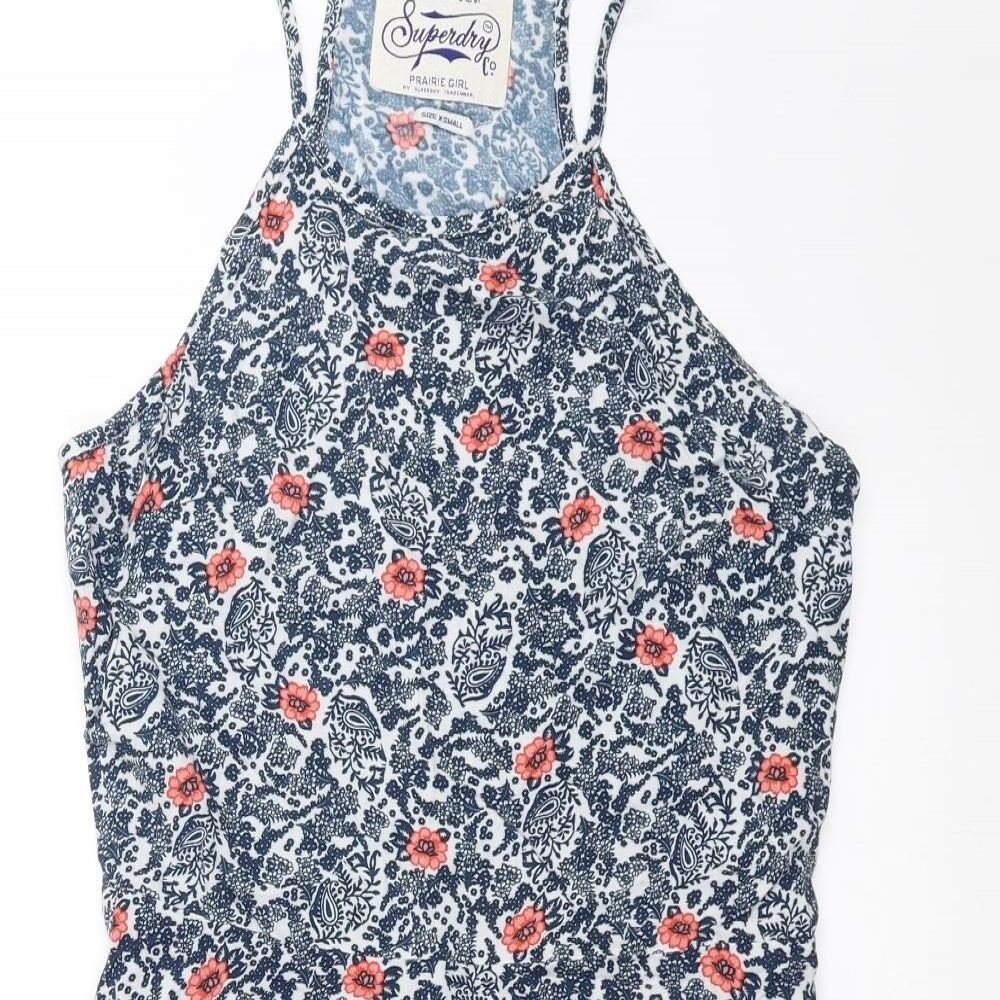 Superdry Womens Blue Floral  Fit & Flare  Size XS