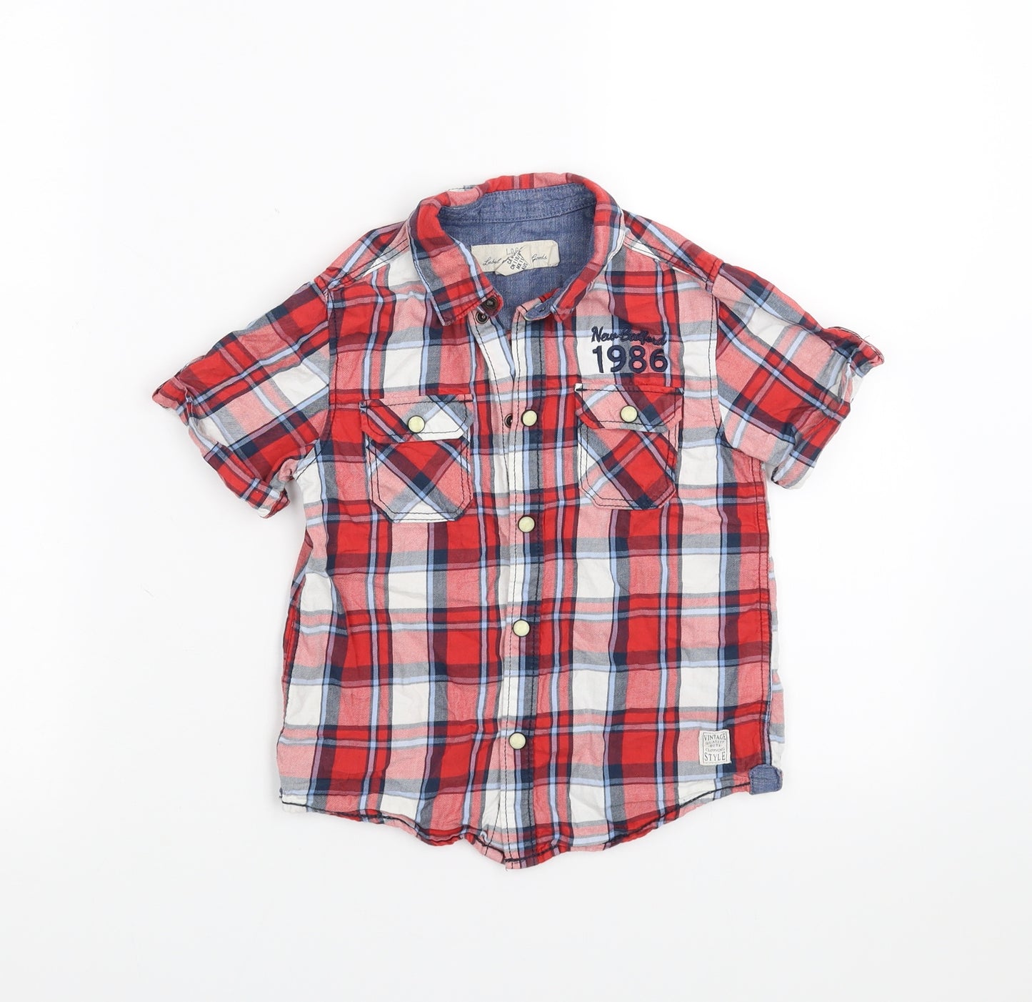 H&M Boys Red Check  Basic Button-Up Size 4-5 Years