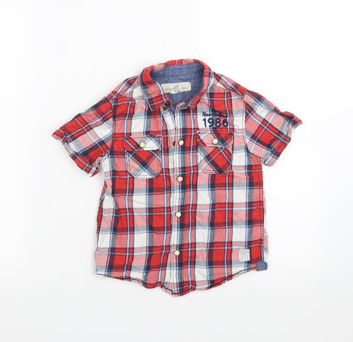 H&M Boys Red Check  Basic Button-Up Size 4-5 Years