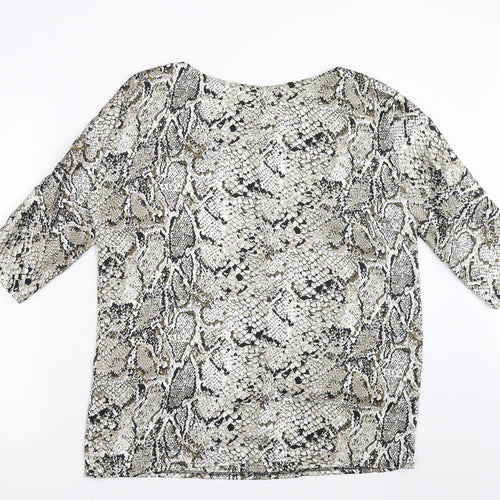 Gray&Osourne Womens Grey Animal Print  Basic Blouse Size 14