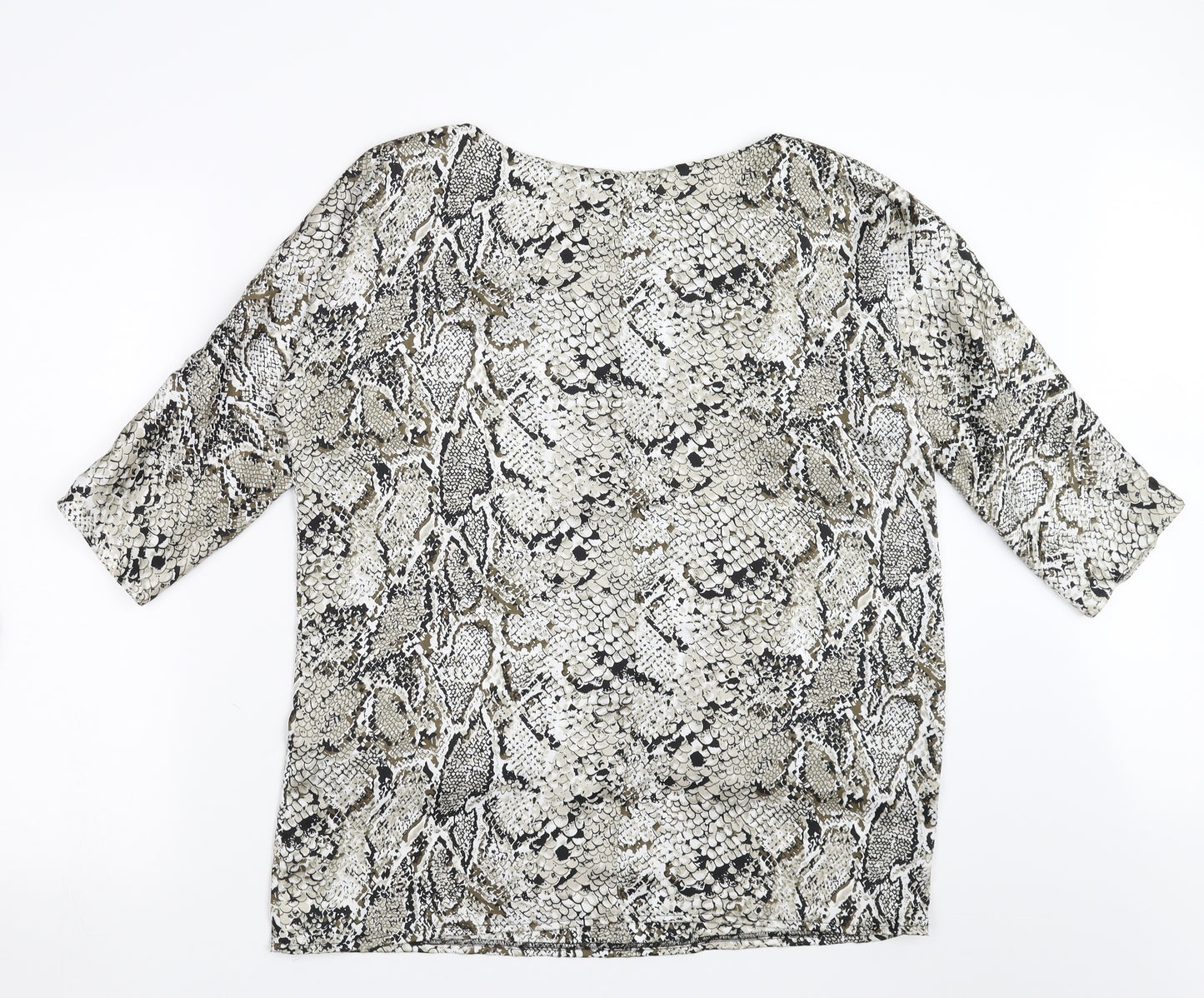 Gray&Osourne Womens Grey Animal Print  Basic Blouse Size 14