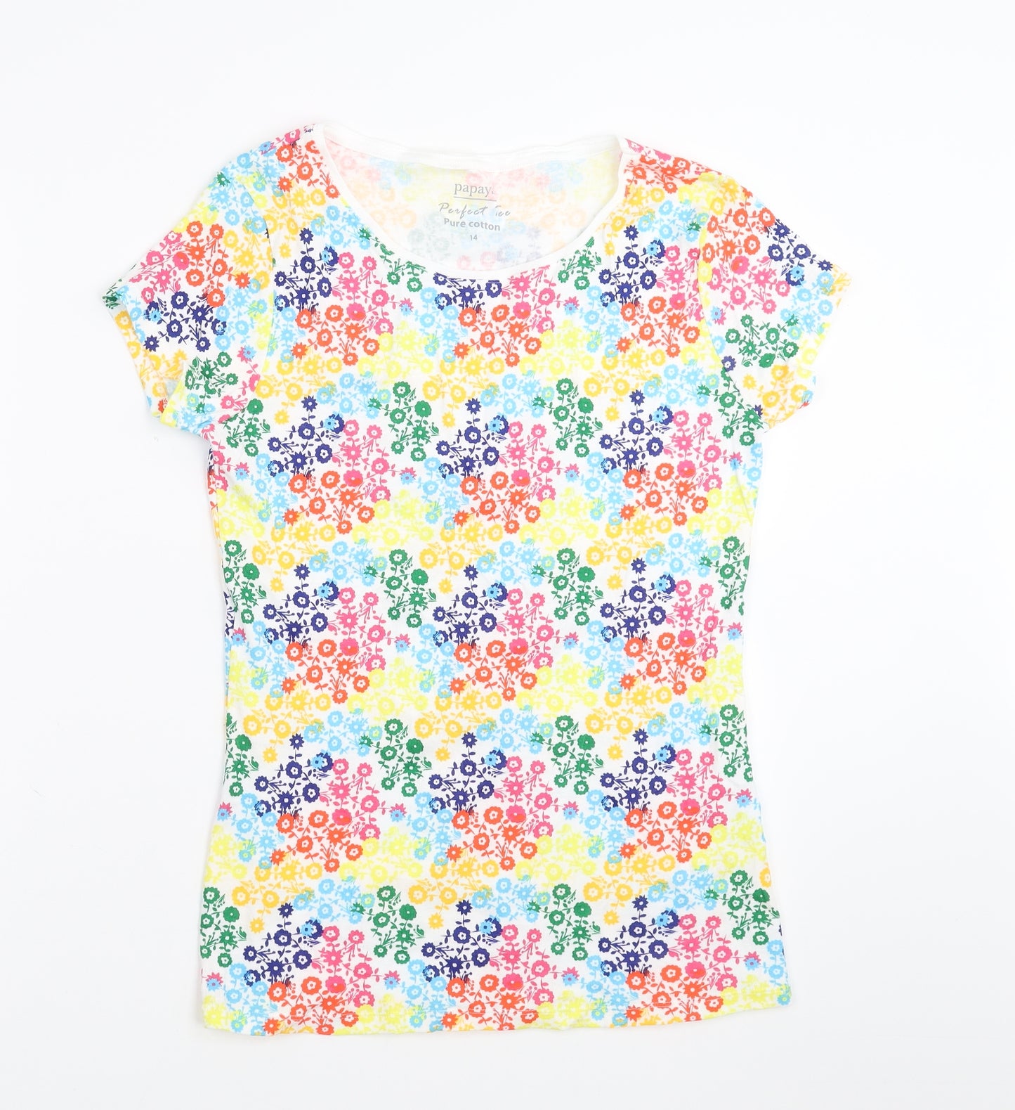 Papaya Womens Multicoloured Floral  Basic T-Shirt Size 14