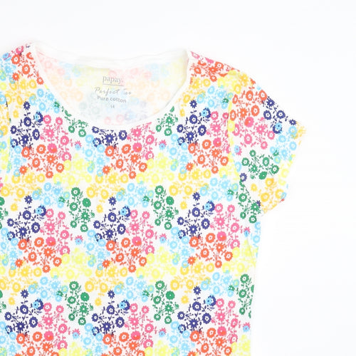 Papaya Womens Multicoloured Floral  Basic T-Shirt Size 14